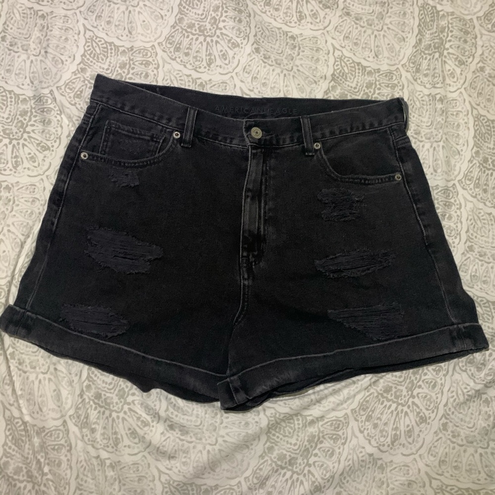 American Eagle Black Denim “Mom Shorts”